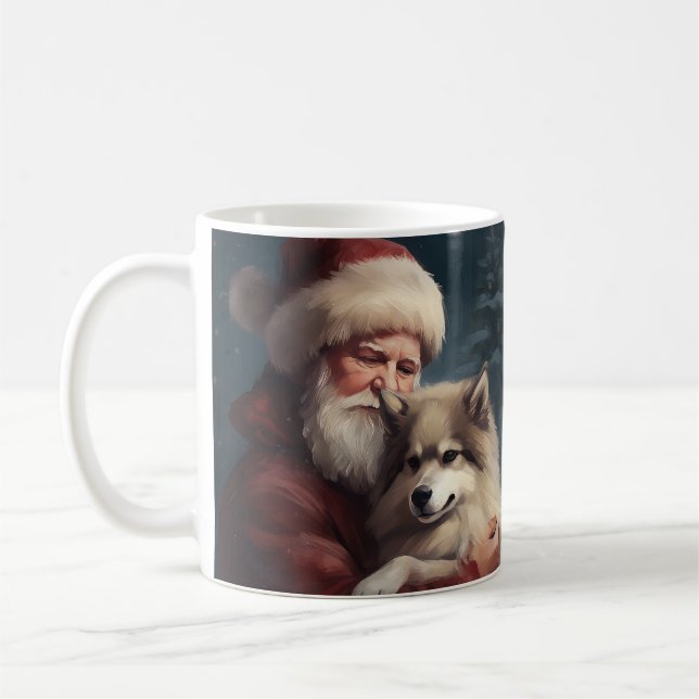 Finnish Lapphund Santa Claus Festive Christmas Coffee Mug (Left)