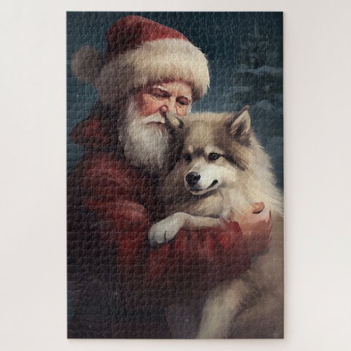 Finnish Lapphund Santa Claus Festive Christmas Jigsaw Puzzle