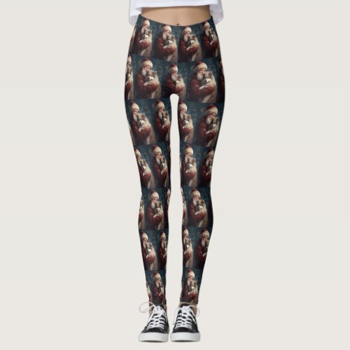 Finnish Lapphund Santa Claus Festive Christmas Leggings