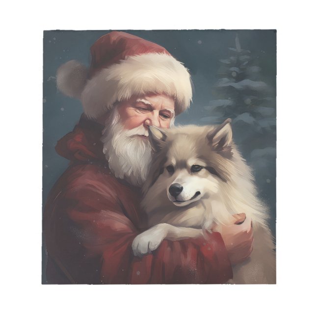 Finnish Lapphund Santa Claus Festive Christmas Notepad (Front)