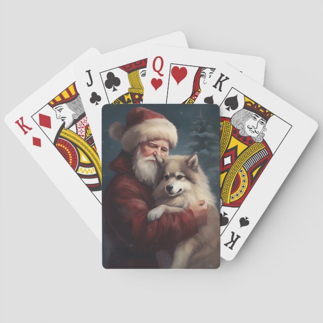 Finnish Lapphund Santa Claus Festive Christmas Poker Cards (Back)