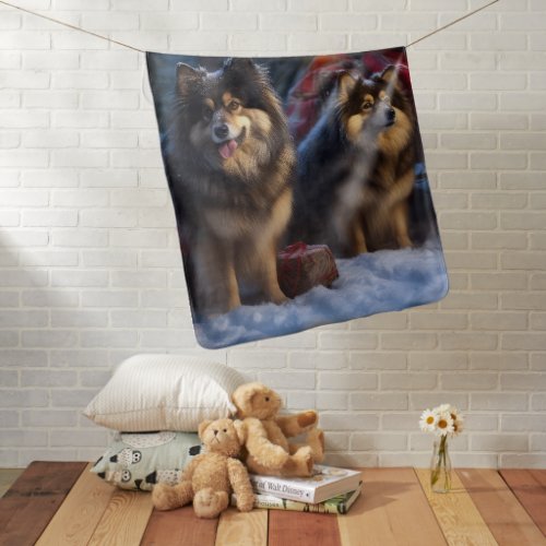 Finnish Lapphund Snowy Sleigh Christmas Decor  Baby Blanket