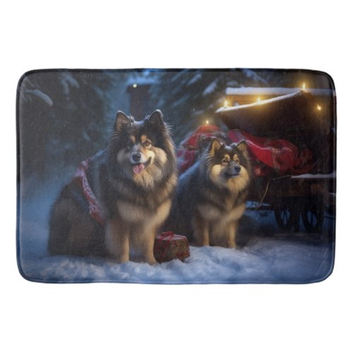 Finnish Lapphund Snowy Sleigh Christmas Decor  Bath Mat