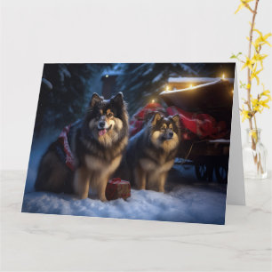 Finnish Lapphund Snowy Sleigh Christmas Decor  Card
