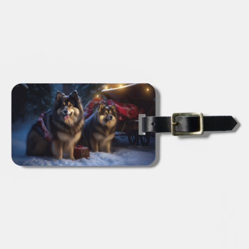 Finnish Lapphund Snowy Sleigh Christmas Decor  Luggage Tag