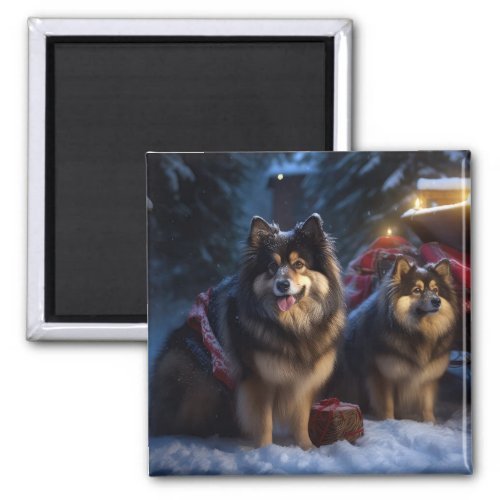 Finnish Lapphund Snowy Sleigh Christmas Decor  Magnet