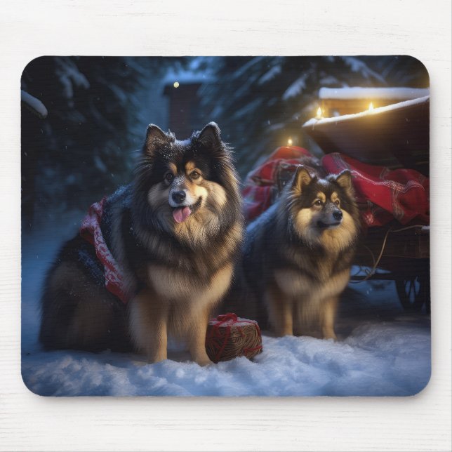 Finnish Lapphund Snowy Sleigh Christmas Decor  Mouse Pad (Front)