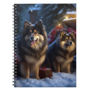 Finnish Lapphund Snowy Sleigh Christmas Decor  Notebook