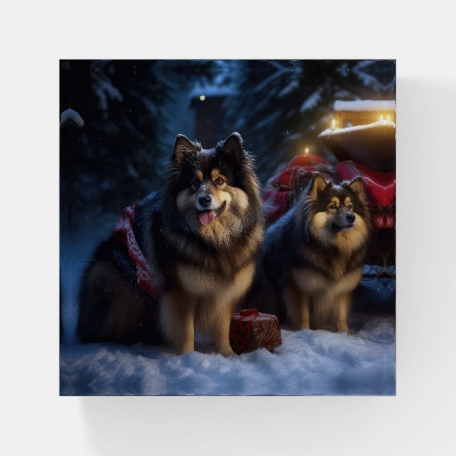 Finnish Lapphund Snowy Sleigh Christmas Decor  Paperweight (Front)