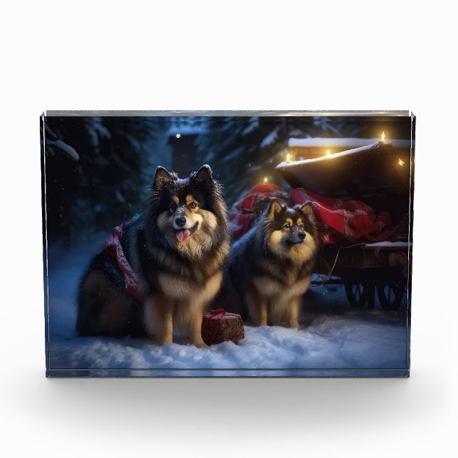 Finnish Lapphund Snowy Sleigh Christmas Decor  Photo Block (Front)