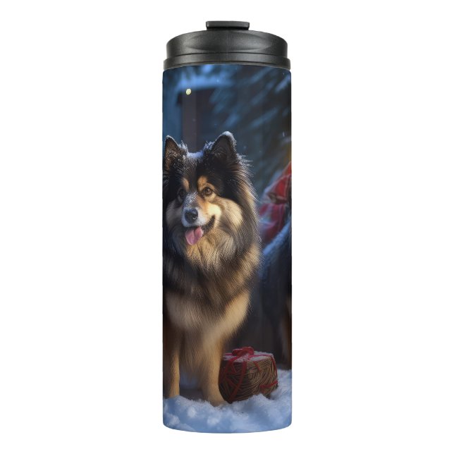 Finnish Lapphund Snowy Sleigh Christmas Decor  Thermal Tumbler (Front)