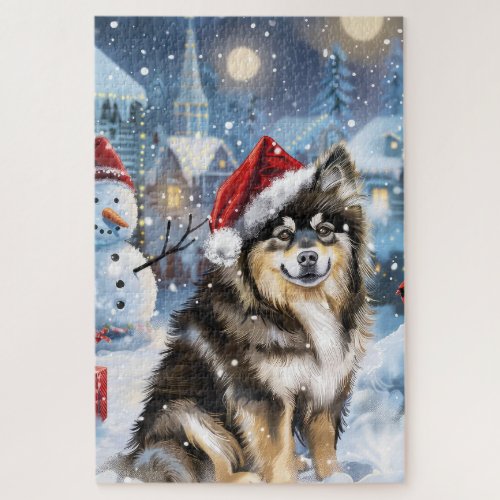 Finnish Lapphund Winter Wonderland Christmas Joy  Jigsaw Puzzle