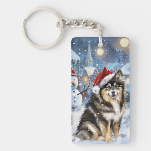Finnish Lapphund Winter Wonderland Christmas Joy Keychain