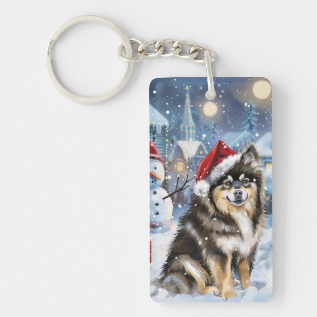Finnish Lapphund Winter Wonderland Christmas Joy  Keychain (Front)