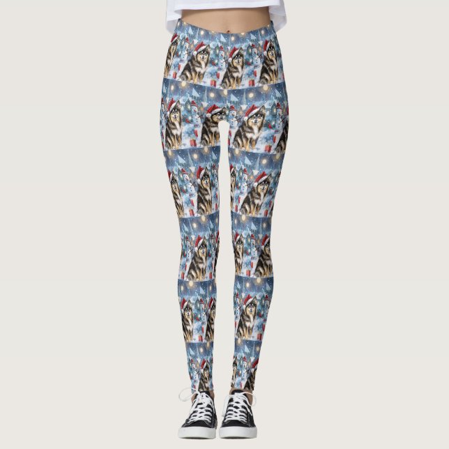Finnish Lapphund Winter Wonderland Christmas Joy  Leggings (Front)