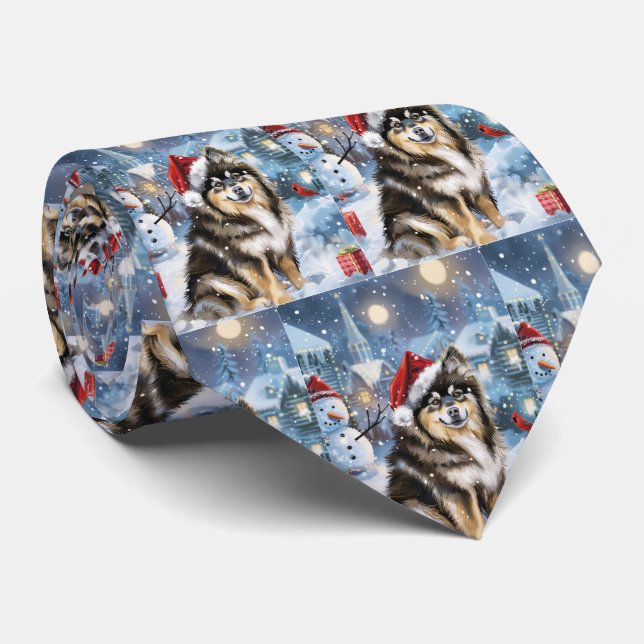 Finnish Lapphund Winter Wonderland Christmas Joy  Neck Tie (Rolled)