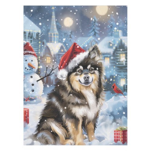 Finnish Lapphund Winter Wonderland Christmas Joy  Tablecloth