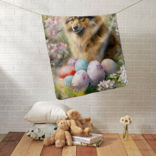 Finnish Lapphund  with Easter Eggs Baby Blanket