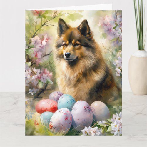 Finnish Lapphund  with Easter Eggs Card