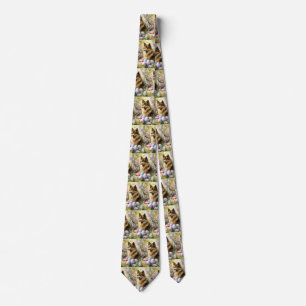 Finnish Lapphund with Easter Eggs Neck Tie