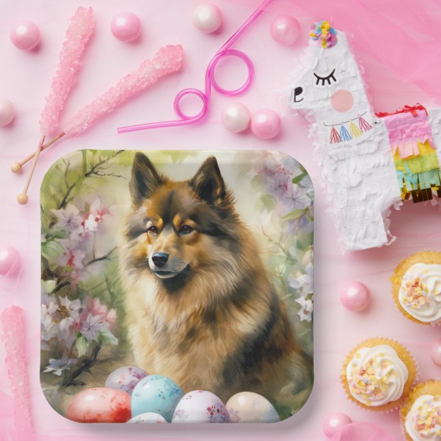 Finnish Lapphund  with Easter Eggs Paper Plates (Party)