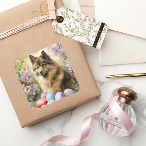 Finnish Lapphund  with Easter Eggs Square Sticker