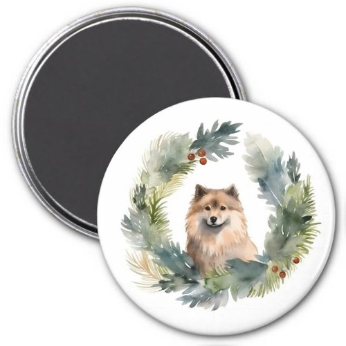 Finnish lappund Christmas Wreath Festive Pup Magnet
