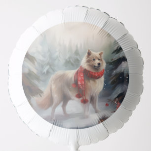 Finnish Lappund Dog in Snow Christmas Balloon