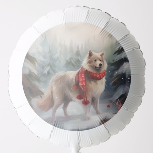 Finnish Lappund Dog in Snow Christmas  Balloon