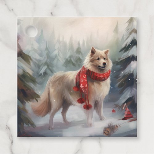 Finnish Lappund Dog in Snow Christmas  Favor Tags