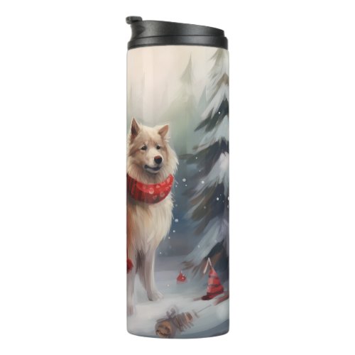 Finnish Lappund Dog in Snow Christmas  Thermal Tumbler