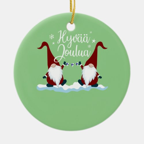 Finnish Merry Christmas Finland Gift Tee Hyvaa Jou Ceramic Ornament
