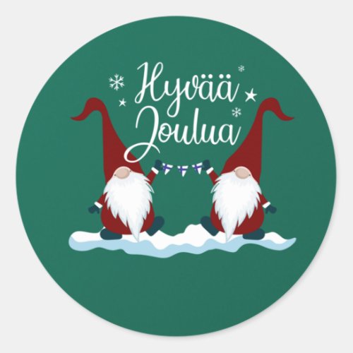 Finnish Merry Christmas Finland Gift Tee Hyvaa Jou Classic Round Sticker