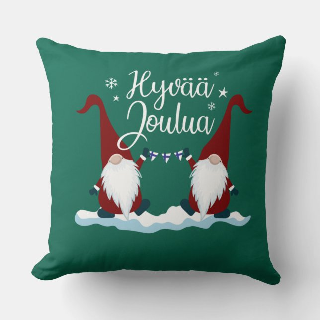 Finnish Merry Christmas Finland Gift Tee Hyvaa Jou Throw Pillow (Front)