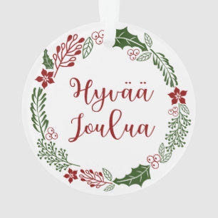 Finnish Merry Christmas Wreath, Hyvää joulua Ornament