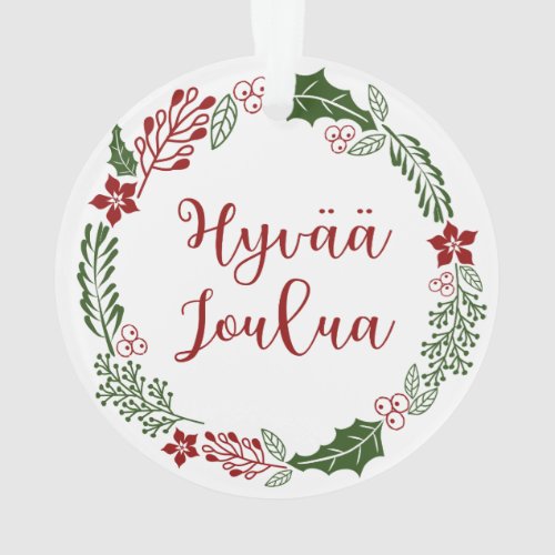 Finnish Merry Christmas Wreath Hyv joulua Ornament