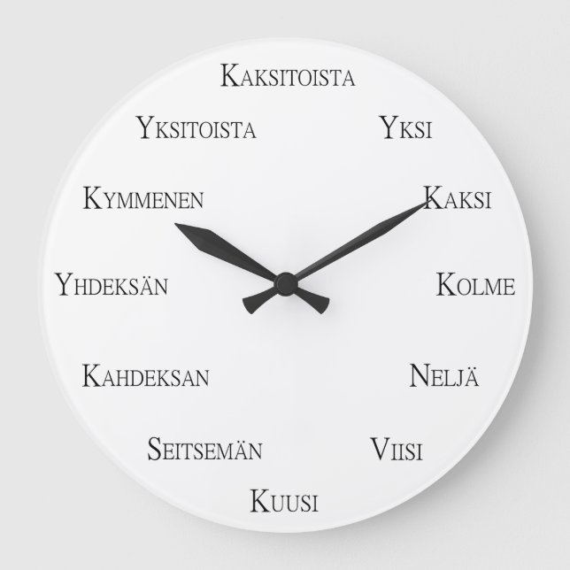 Finnish Numbers Language Learning Personalizable Large Clock (Front)