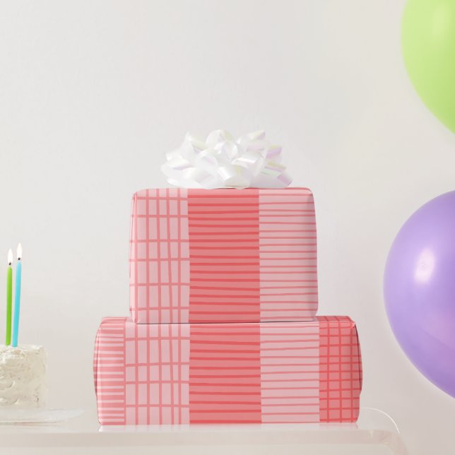 Finnish Patchwork Stripe Pattern in Blush Pink Wrapping Paper (Party Gifts)