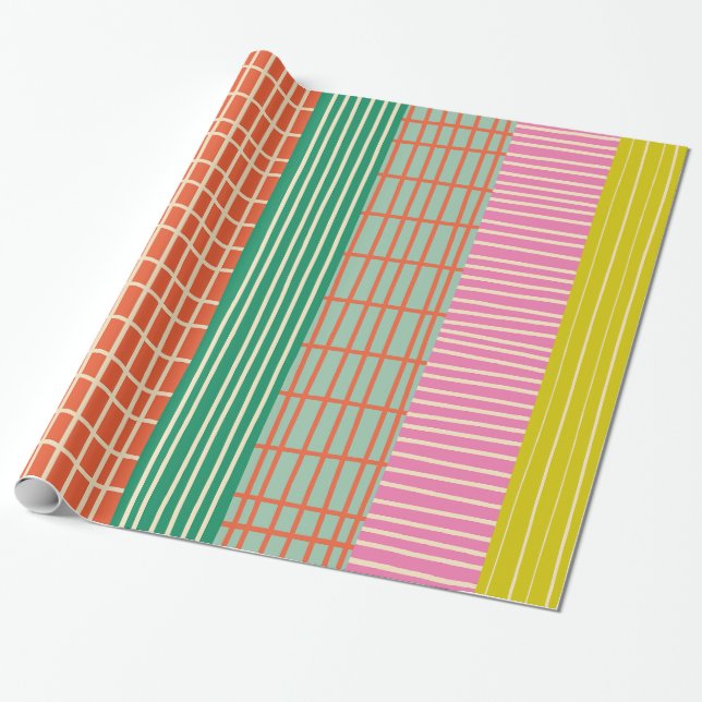 Finnish Patchwork Stripes Colorful Pattern Wrapping Paper (Unrolled)