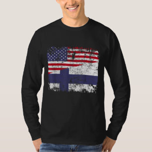 FINNISH ROOTS Half American Flag USA FINLAND FLAG T-Shirt
