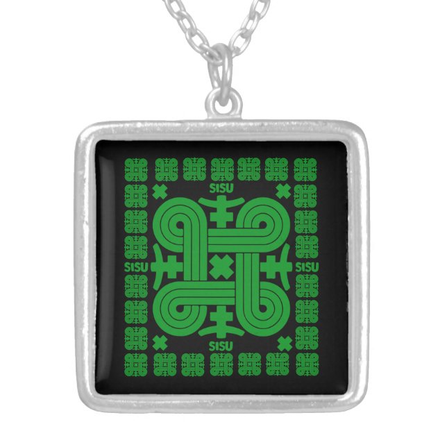 Finnish Sisu Art Silver Plated Necklace (Front)