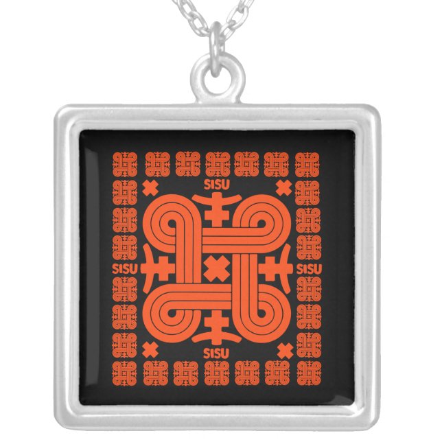 Finnish Sisu Art Silver Plated Necklace (Front)