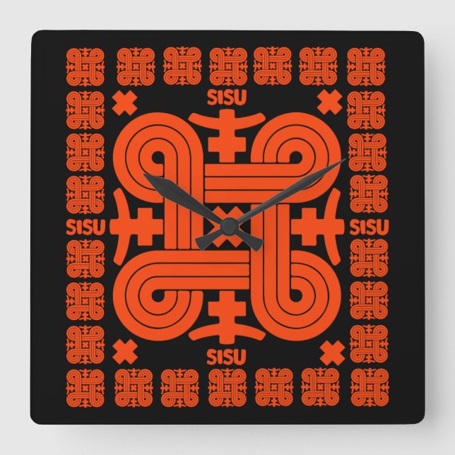 Finnish Sisu Art Square Wall Clock (Front)