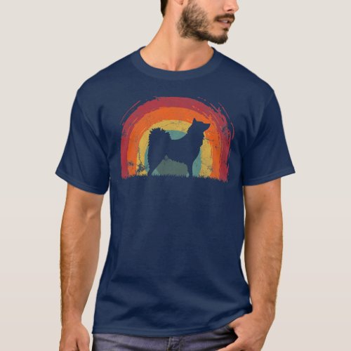 Finnish Spitz 2 Vintage Rainbow Dog Men Women  T_Shirt