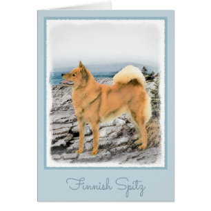 Finnish Spitz at Seashore Painting - Dog Art