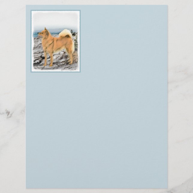 Finnish Spitz at Seashore Painting - Dog Art (Front)