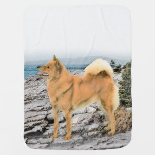 Finnish Spitz at Seashore Painting - Dog Art Baby Blanket