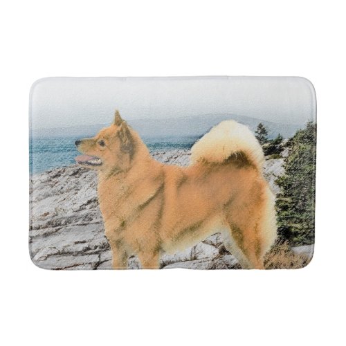 Finnish Spitz at Seashore Painting _ Dog Art Bath Mat