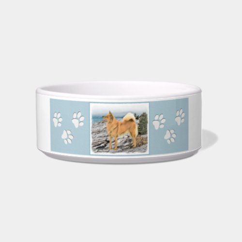 Finnish Spitz at Seashore Painting _ Dog Art Bowl