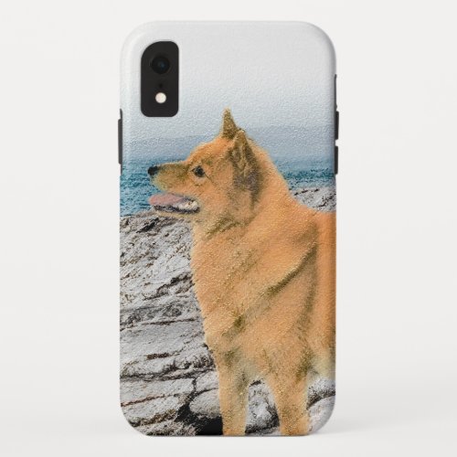 Finnish Spitz at Seashore Painting _ Dog Art iPhone XR Case